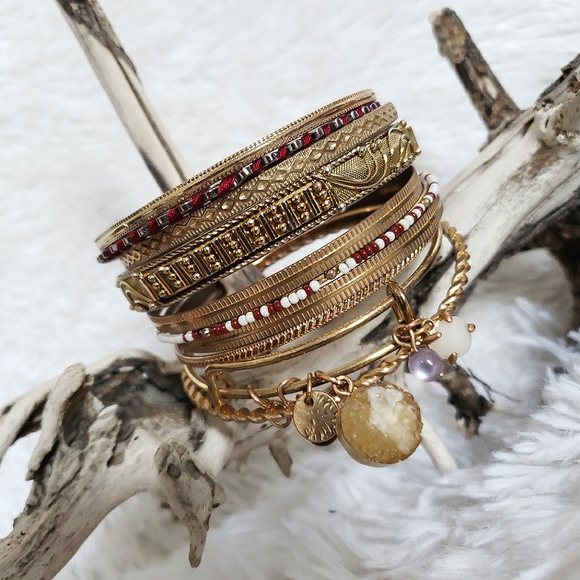 Amrita Singh Jewelry - 10pc Bangle Stack Amrita Singh, Quartz, & Vintage